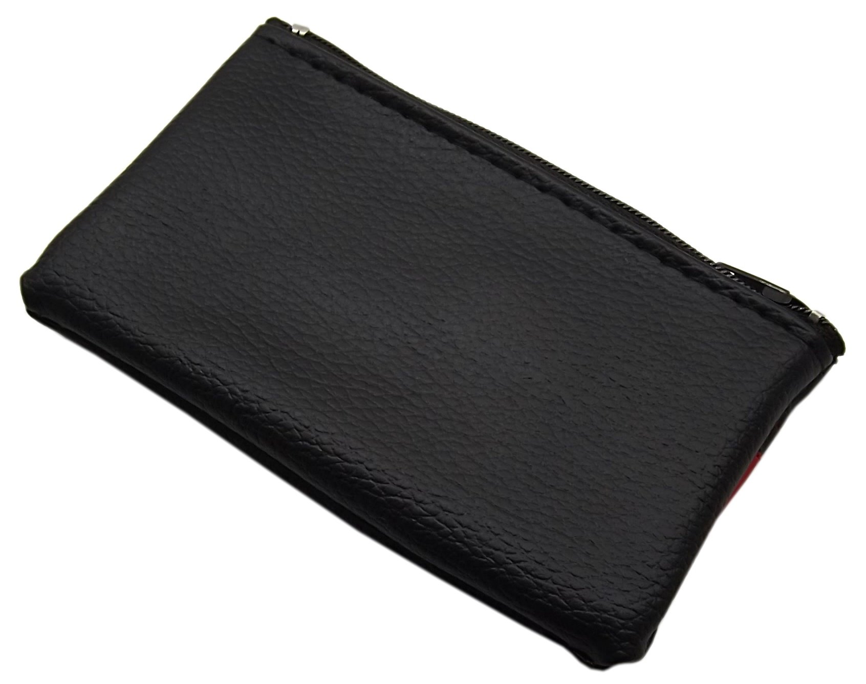 myledershop Schlüsseltaschen portachiavi con cerniera nero rosso