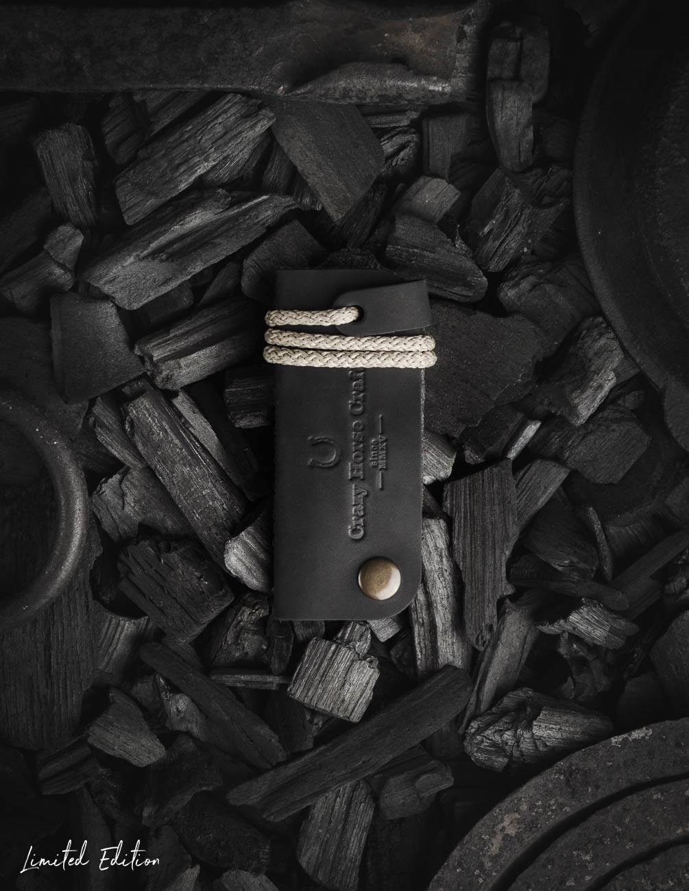 Crazy Horse Craft Key Holders portachiavi Carbon Black in pelle e feltro