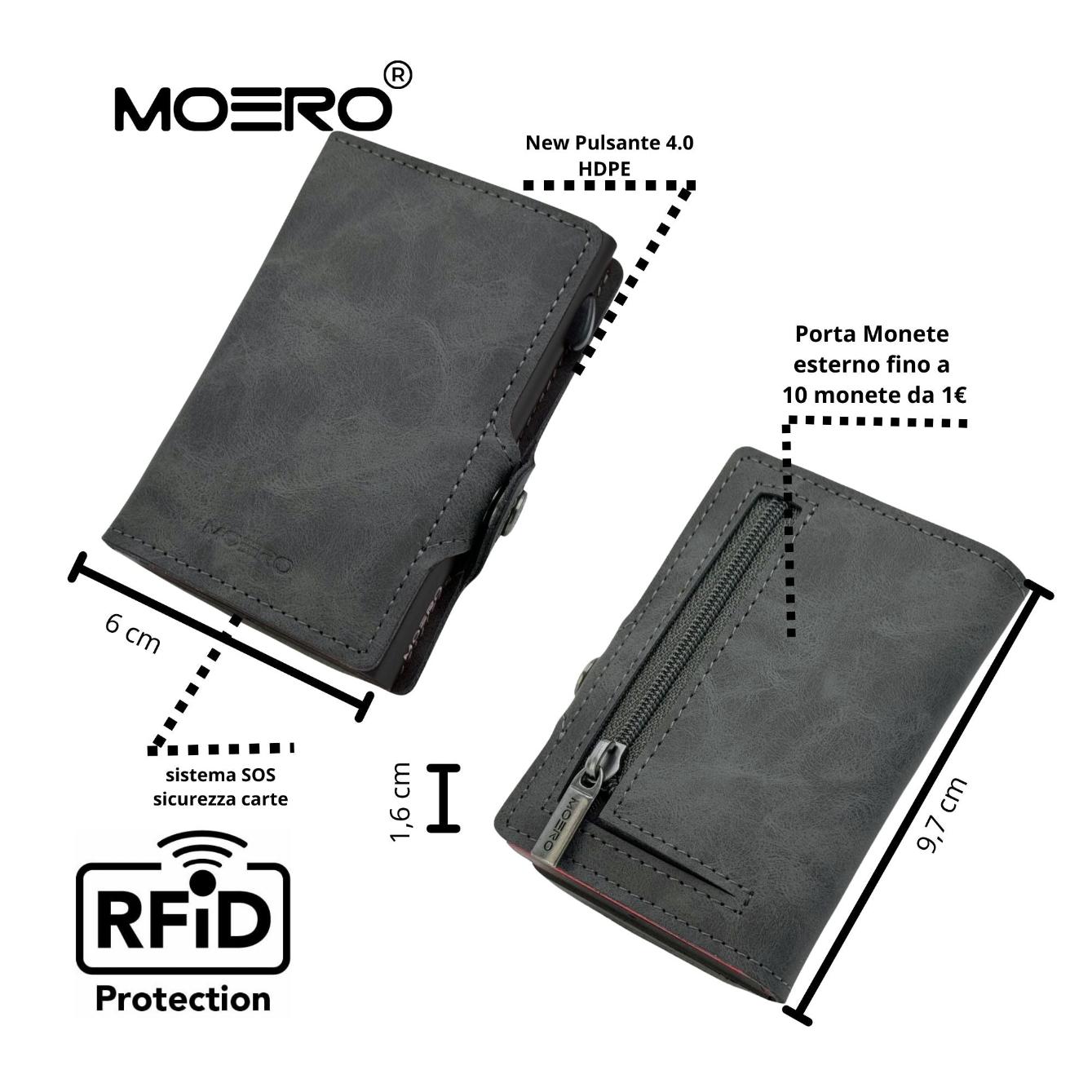 Moero Linea Classic Classic Zip Vintage portafoglio grigio RFID