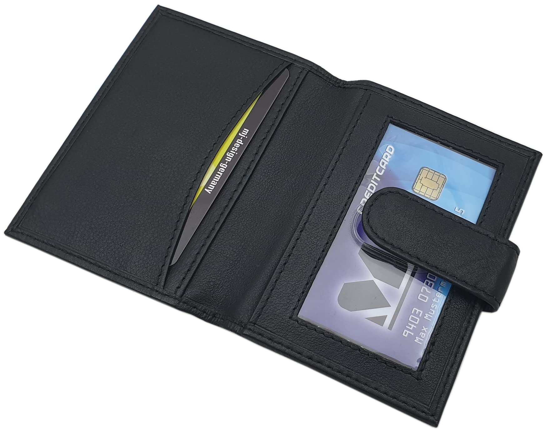 myledershop Kredit- und Visitenkartenetuis porta carte Nero 22 scomparti pelle