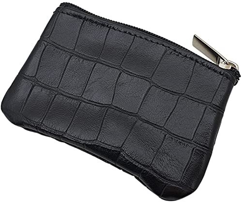 myledershop Schlüsseltaschen portachiavi in pelle di vitello nera con cerniera