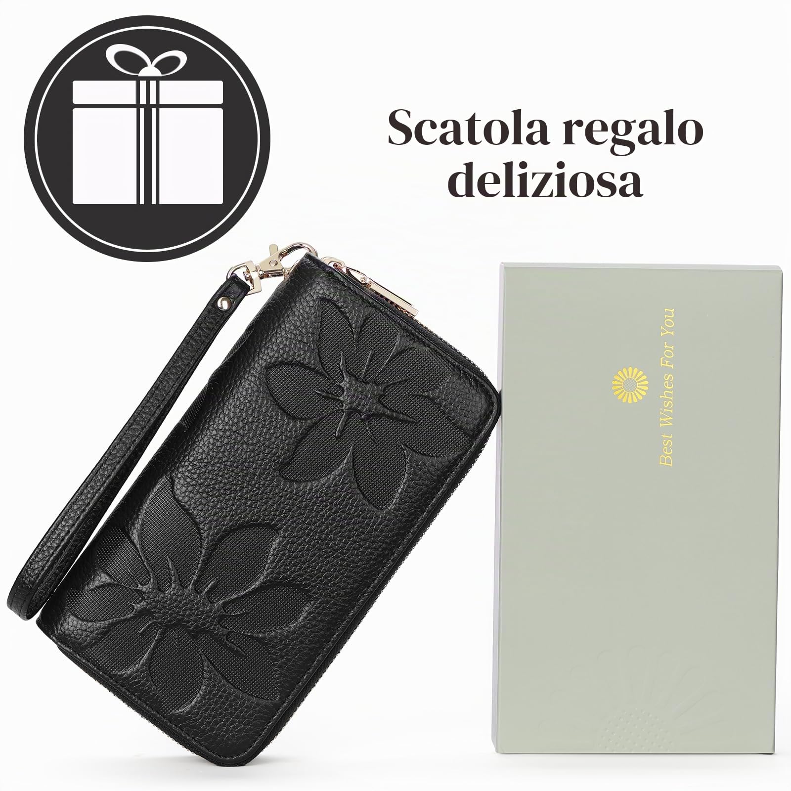 GOIACII WOMEN'S LARGE WALLET portafoglio donna grande C01-nero RFID doppia cerniera