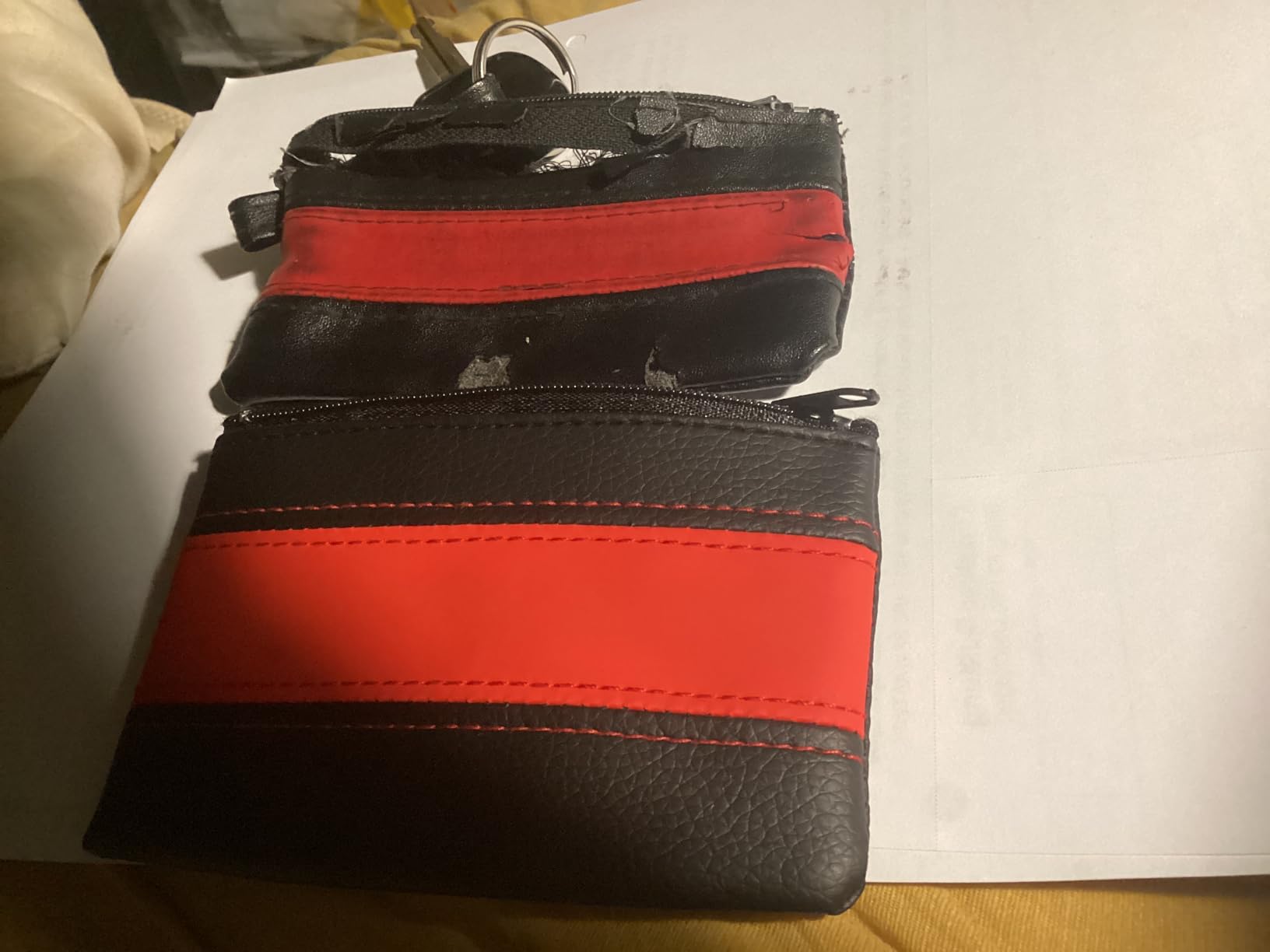 myledershop Schlüsseltaschen portachiavi con cerniera nero rosso