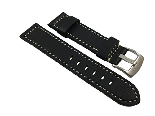 myledershop Uhrenarmbänder cinturino orologio 22 mm nero in pelle