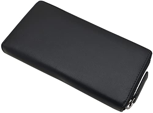 myledershop Damen Geldbörsen portafoglio grande in nappa nero RFID