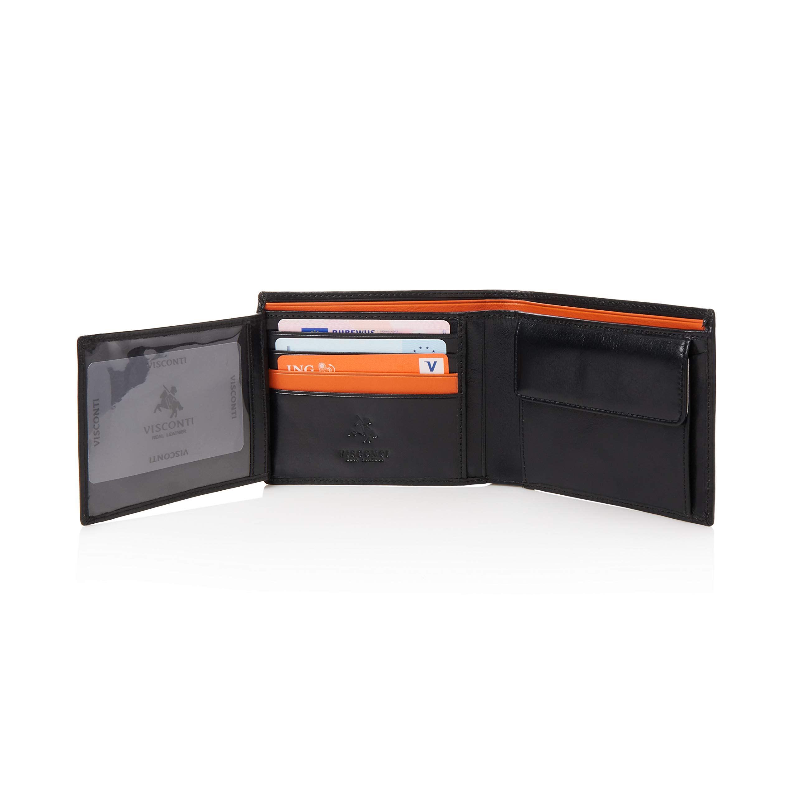 Visconti Monza portafoglio uomo in pelle nero arancione RFID