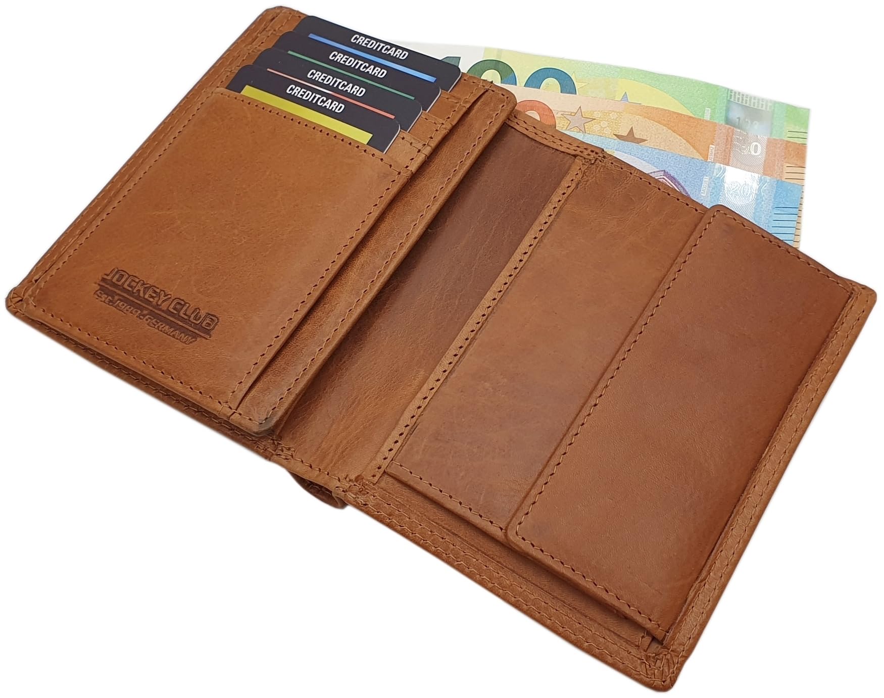 myledershop Herren Geldbörsen Modello 1 formato verticale portafoglio RFID cognac