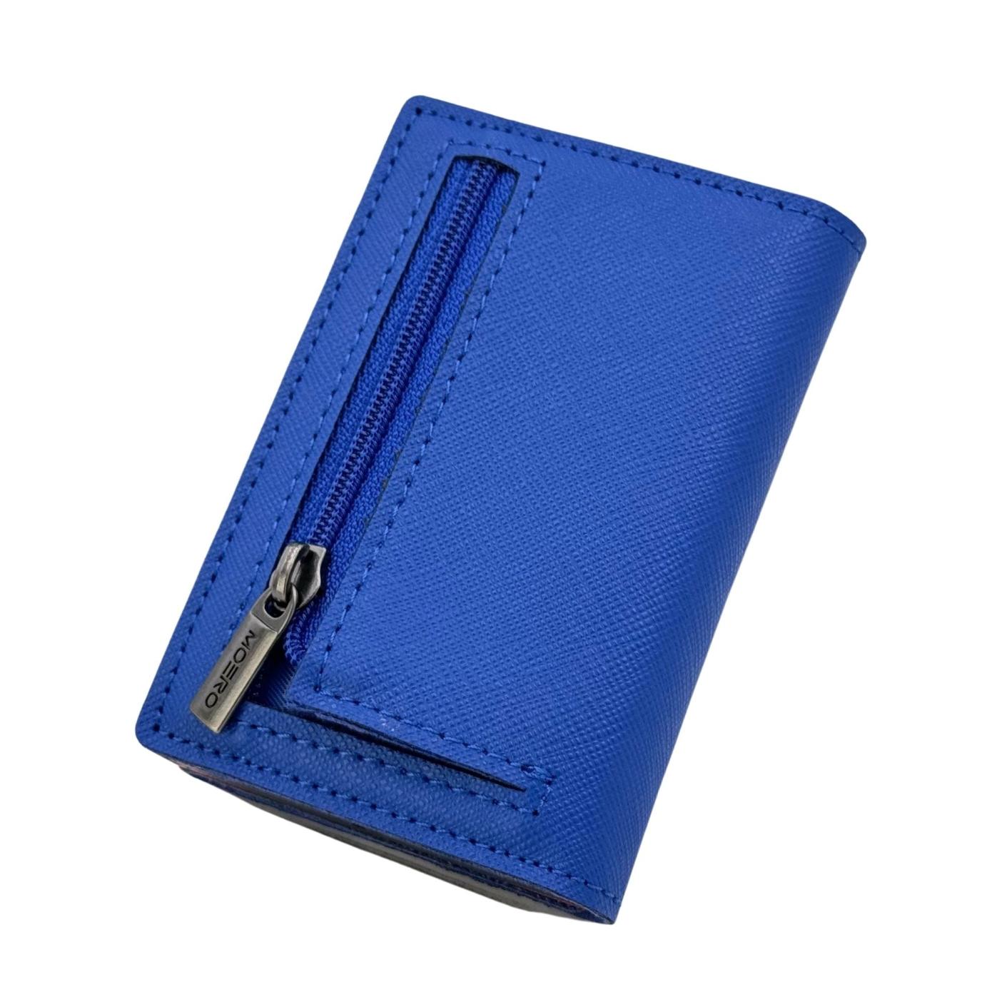 Moero Linea PRO PRO Zip Saffiano portafoglio Blu Shock con portamonete