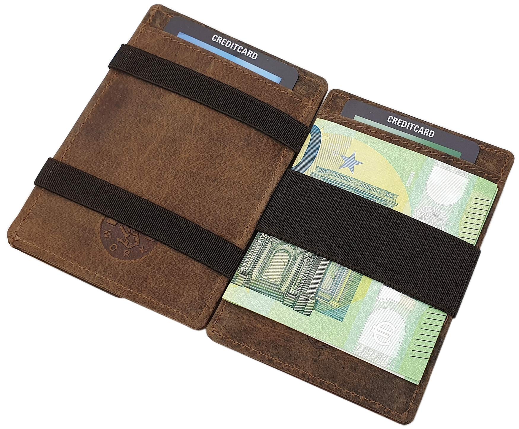 myledershop Karten- und Ausweisetuis portafoglio magico cognac RFID