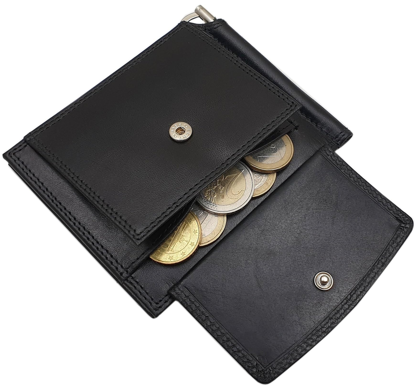 myledershop Brieftaschen Vacchetta dollarclip portafoglio MJ-Design-Germany nero portafoglio compatto