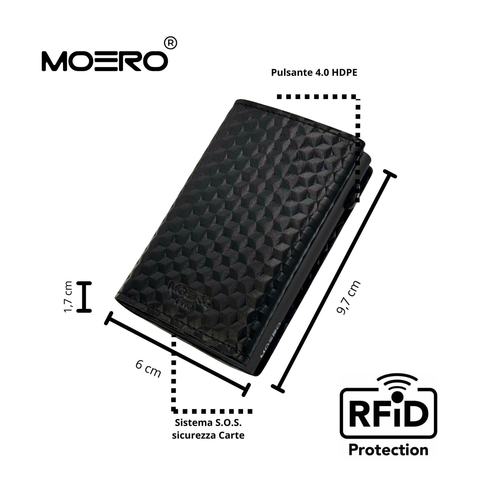 Moero Linea PRO PRO 3D Hologram portafoglio nero RFID
