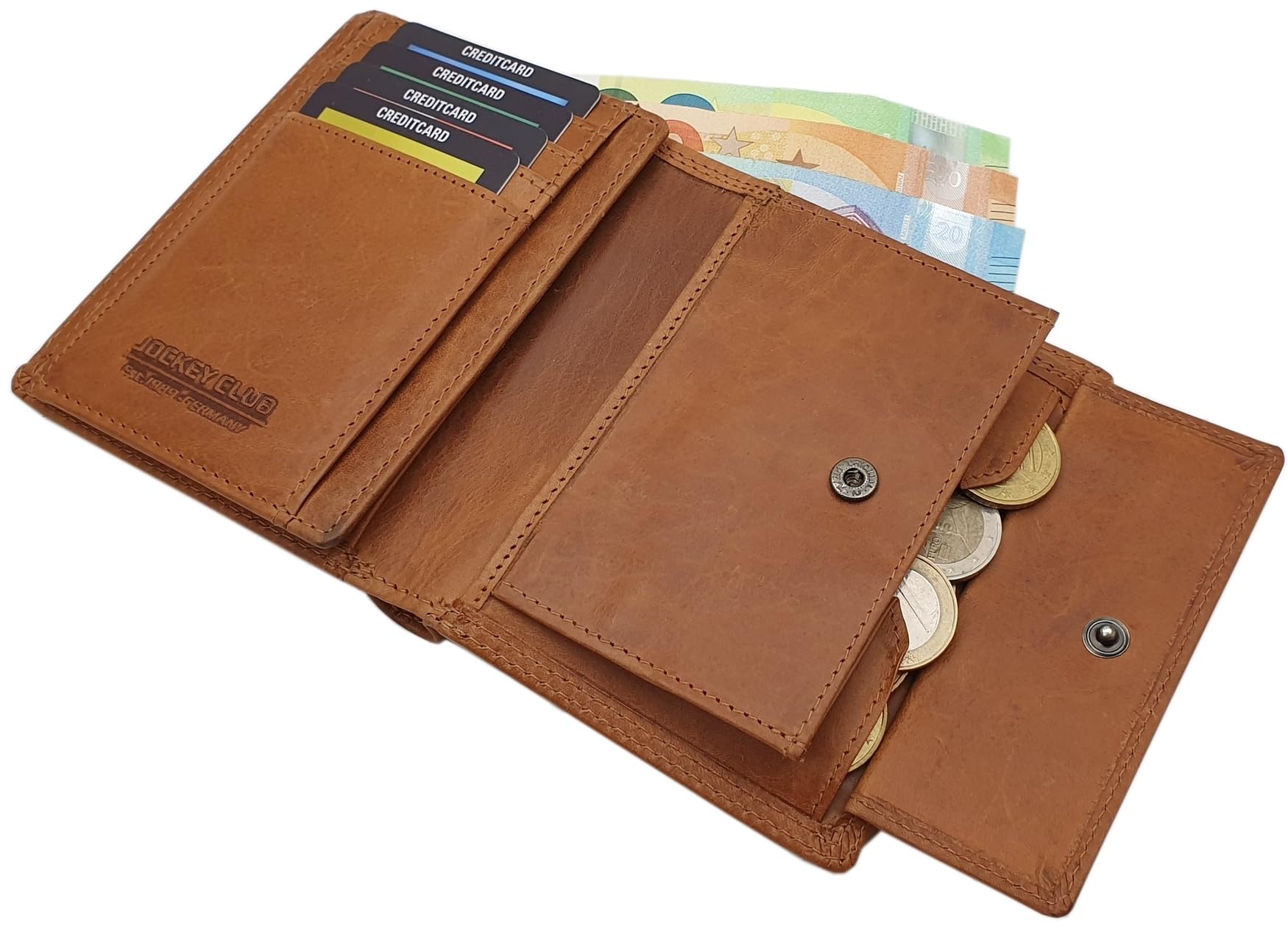 myledershop Herren Geldbörsen Modello 1 formato verticale portafoglio RFID cognac