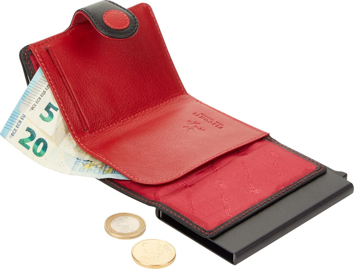 Visconti Polka portafoglio slim Nero/Bacca con protezione RFID