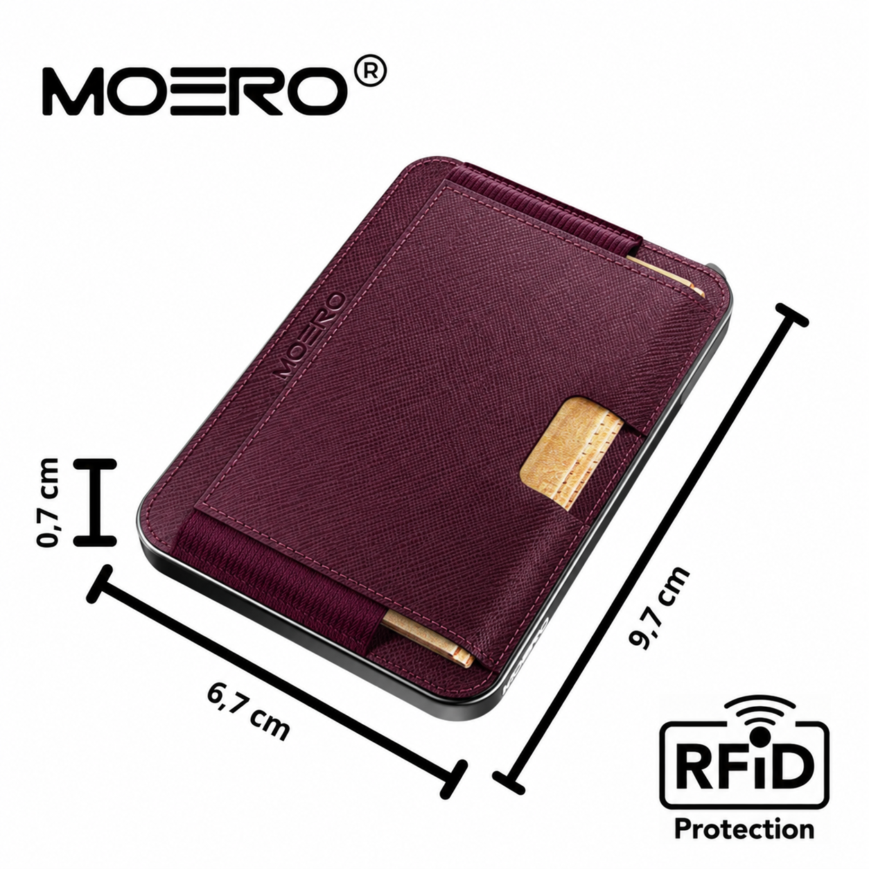 Moero Linea M2 M2 Pro Saffiano Borgogna MagSafe Wallet RFID