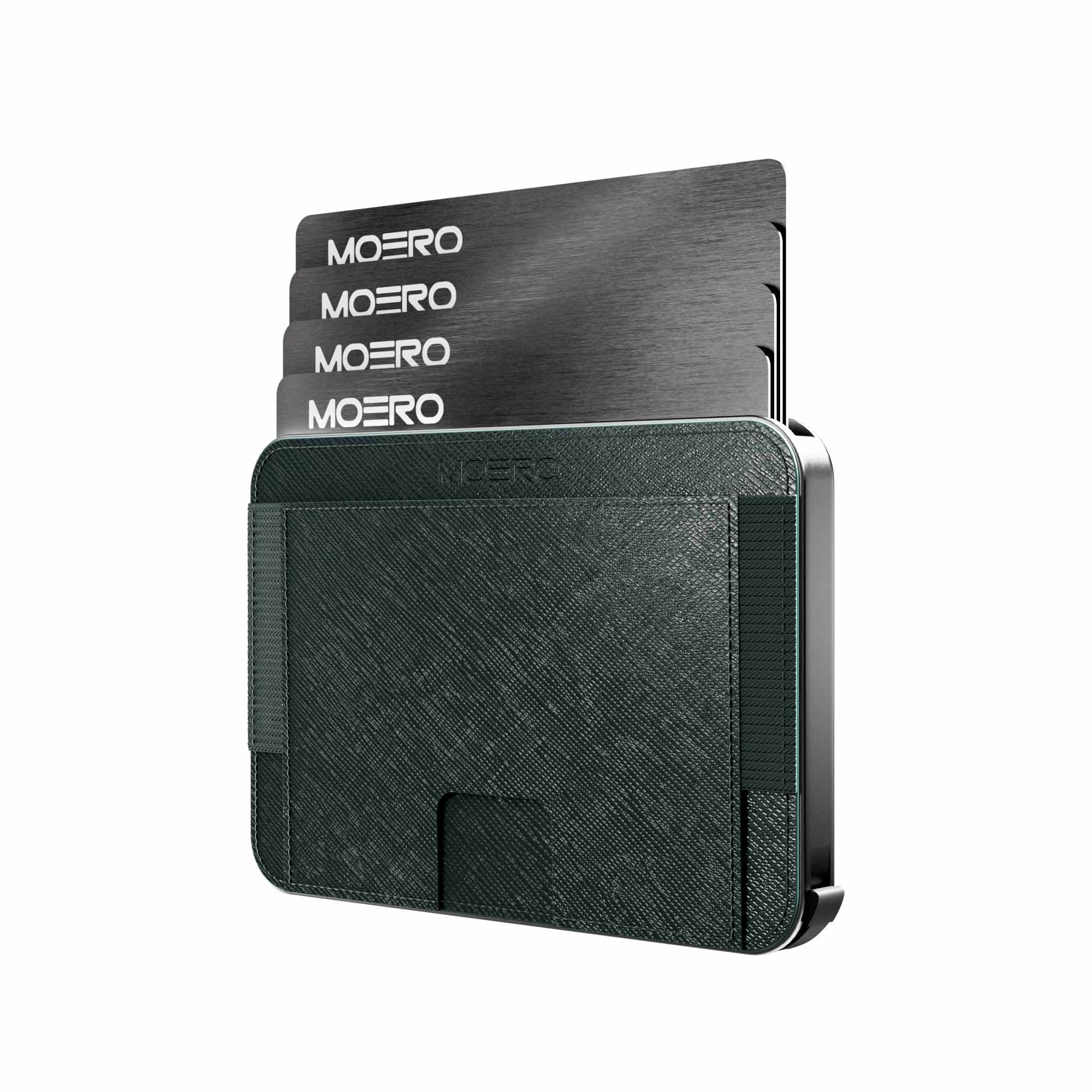 Moero Linea M2 M2 Pro Saffiano Green portafoglio MagSafe RFID
