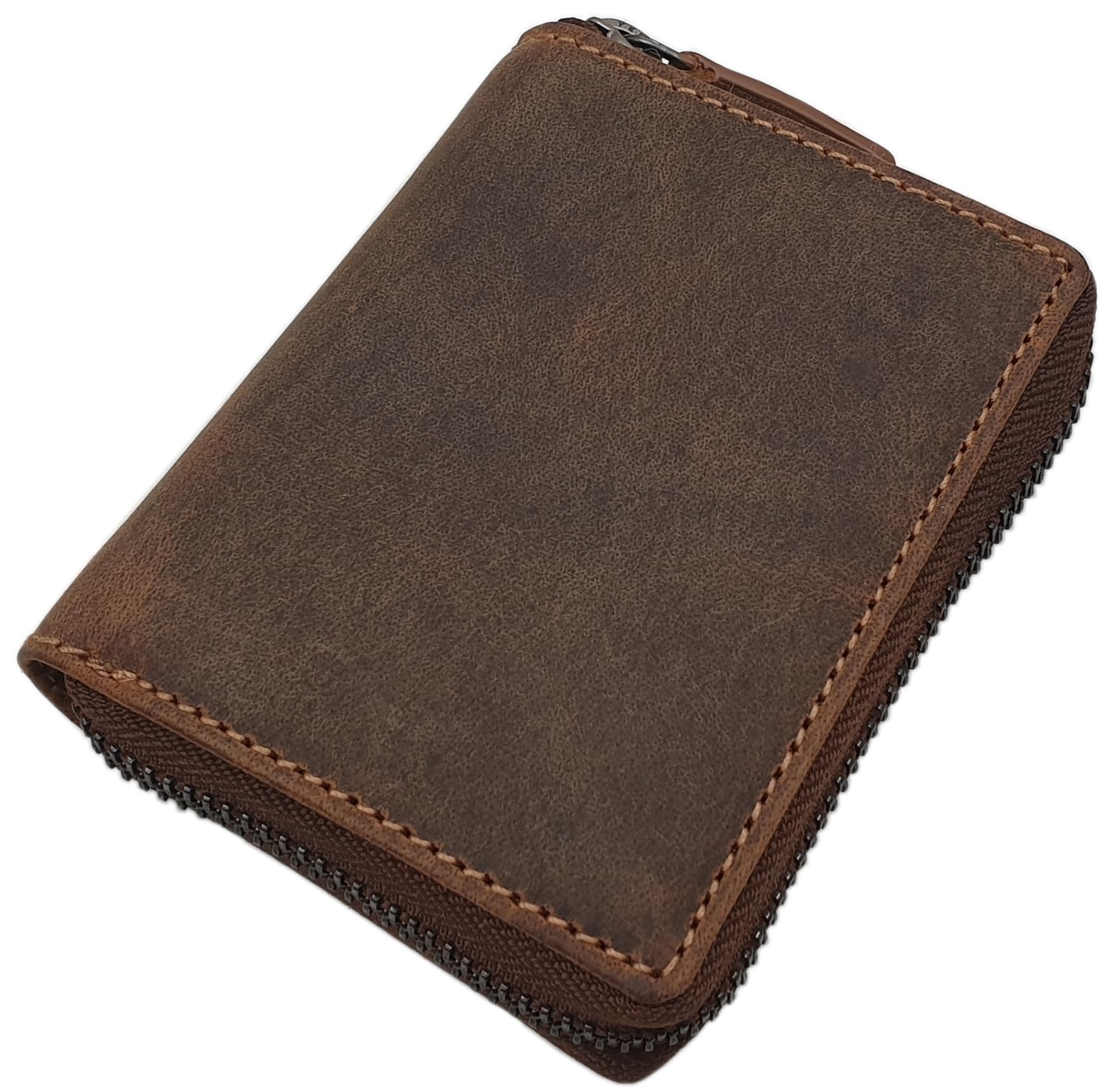 myledershop Herren Geldbörsen portafoglio in pelle di bufalo cognac RFID