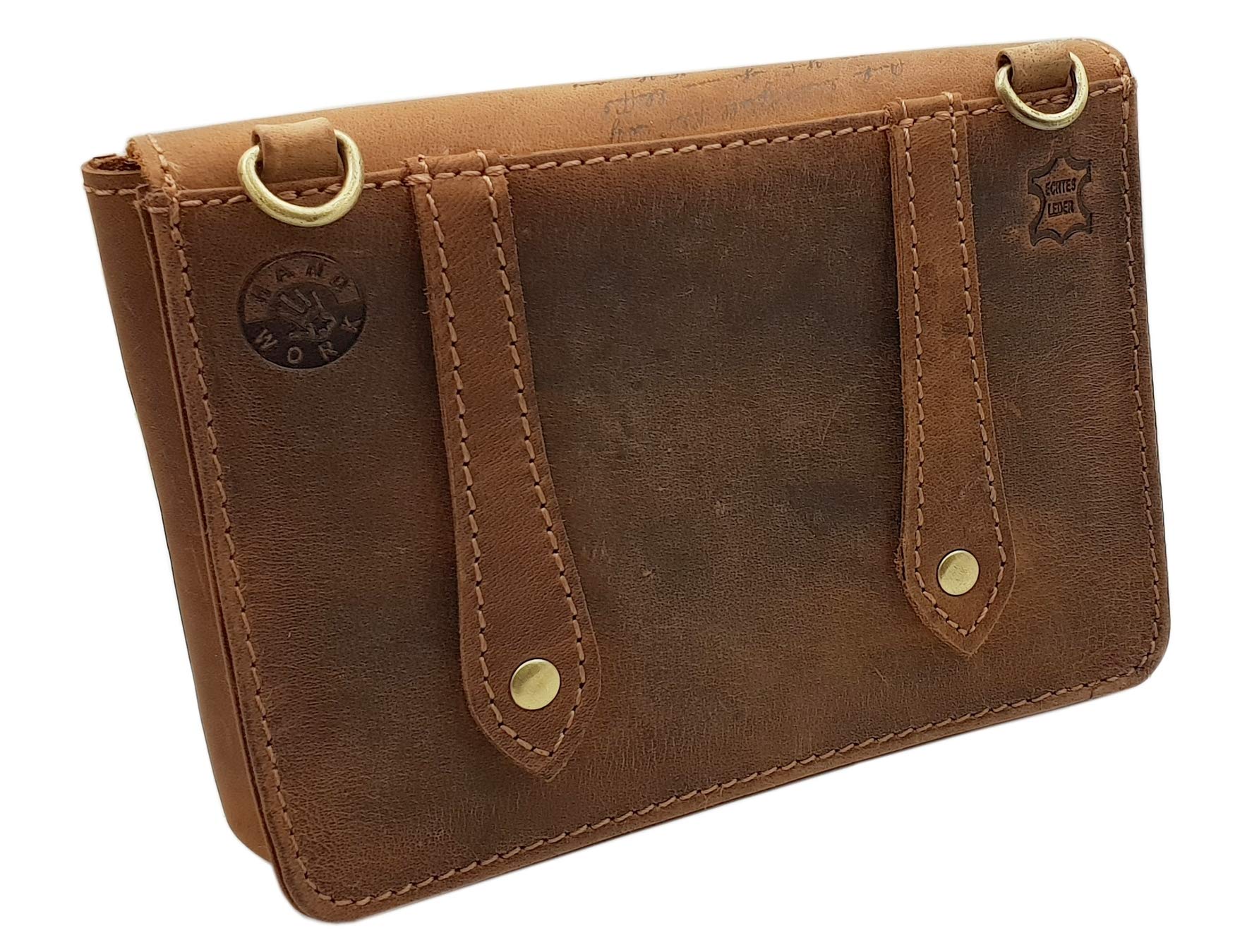 myledershop Gürtel-/Taschen marsupio orizzontale in pelle di bufalo cognac