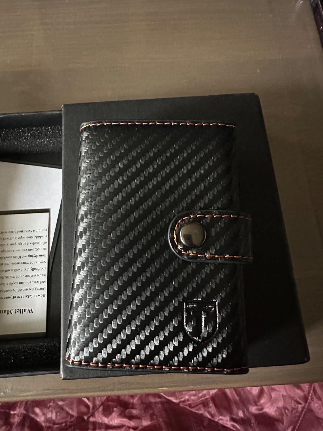 TENBST Card Holder portacarte uomo Nero/Arancione 10 carte RFID