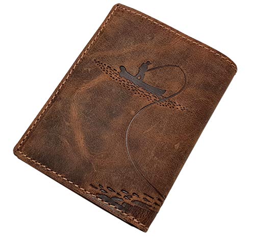 myledershop Herren Geldbörsen portafoglio pelle di bufalo marrone RFID