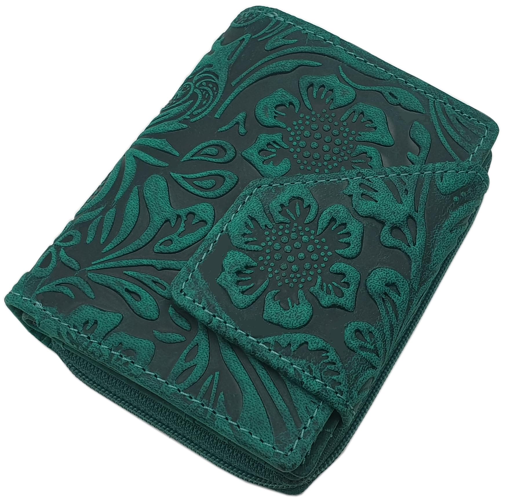 myledershop Damen Geldbörsen piccolo portafoglio donna in pelle di bufalo marrone RFID