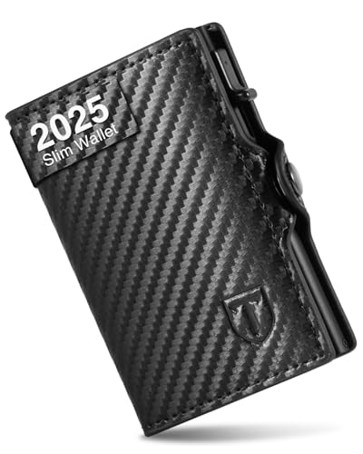 TENBST Card Holder portacarte uomo slim nero RFID con zip