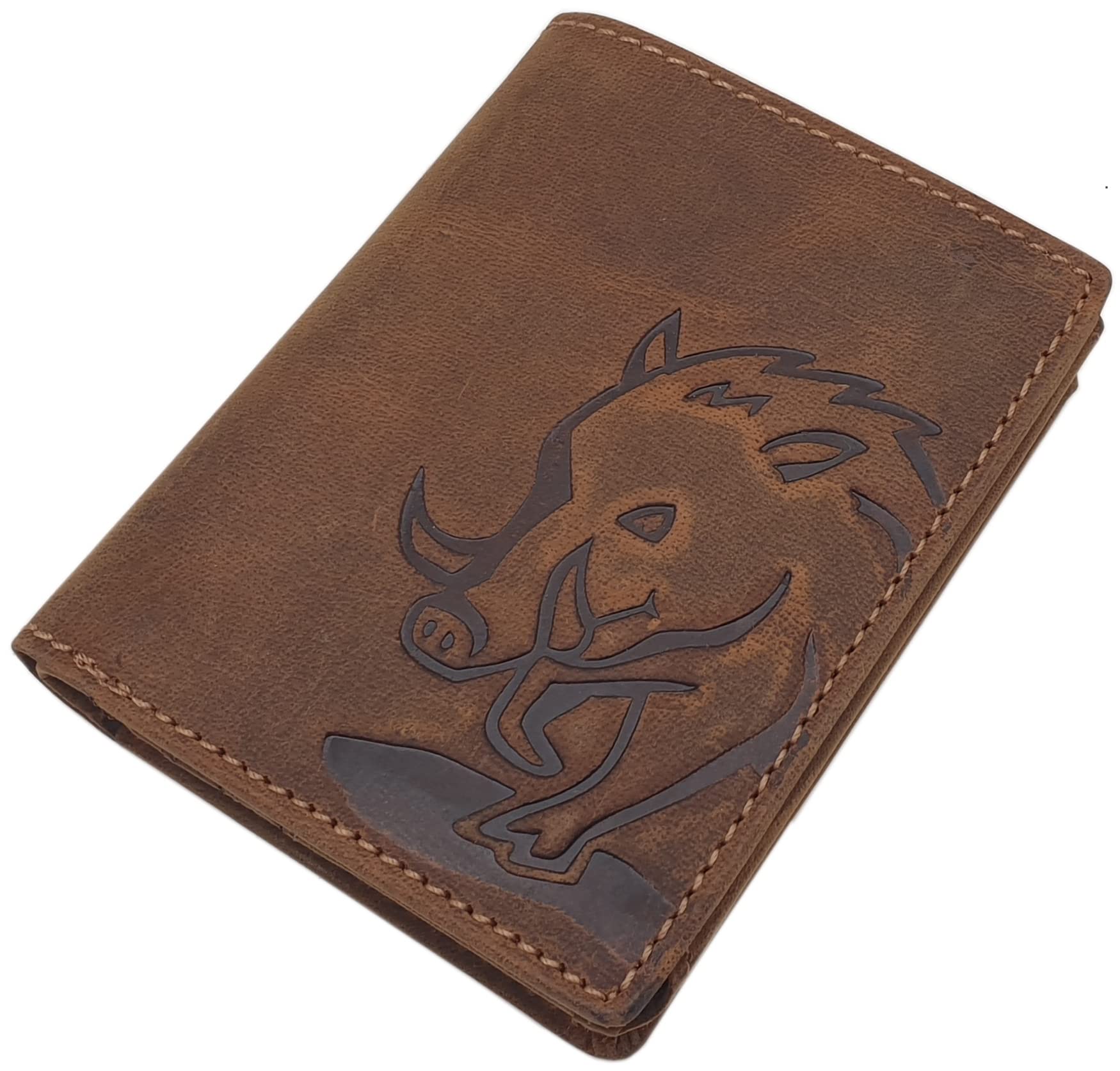 myledershop Herren Geldbörsen Modello 1 portafoglio verticale marrone RFID pelle di bufalo