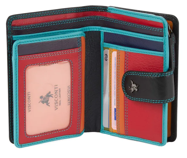 Visconti Rainbow portafoglio donna a piegatura doppia nero
