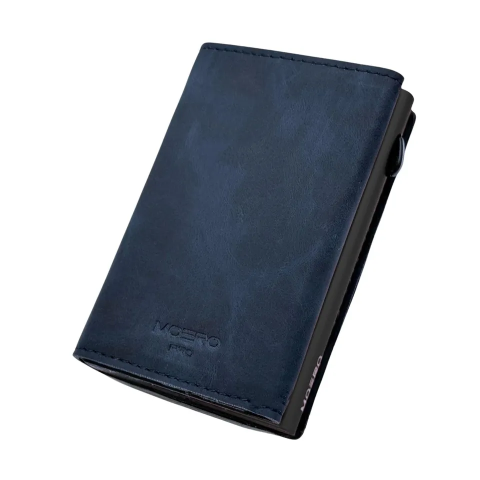 Moero Linea PRO Zip portafoglio blu 4.0 vegan RFID