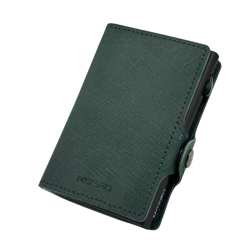 Moero Linea Classic Classic Zip Saffiano portafoglio Verde Foresta