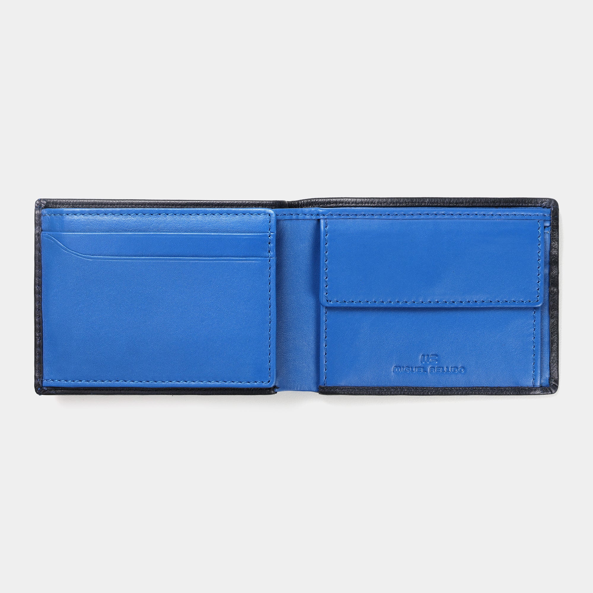 Miguel Bellido Carteras Cartera Rio en piel de vacuno con monedero portafoglio Nero/Azul