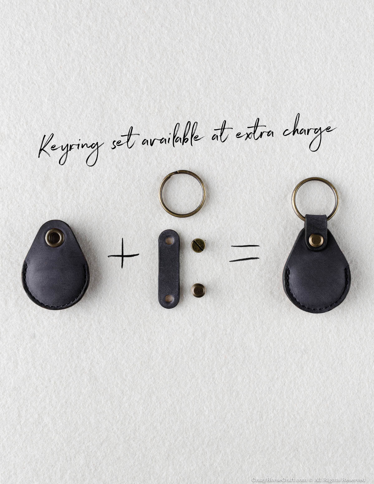 Crazy Horse Craft AirTag Holders portachiavi AirTag Carbon Black in pelle