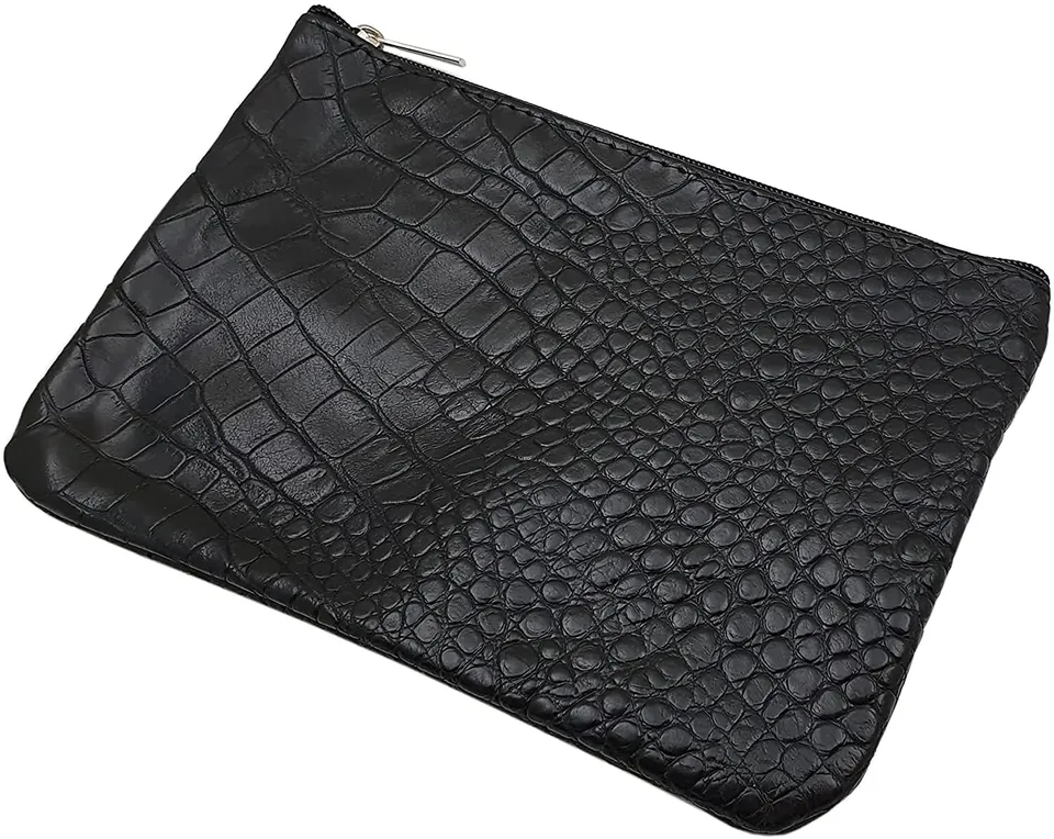 myledershop Schlüsseltaschen Borsa XL in pelle di vitello con chiusura lampo nera