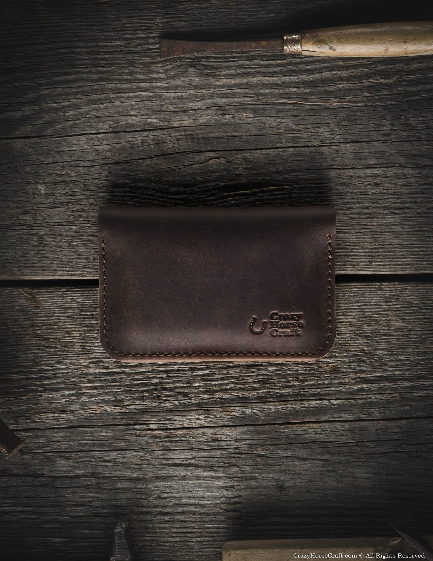 Crazy Horse Craft Wallets & Card Holders portafoglio Wood Brown pelle