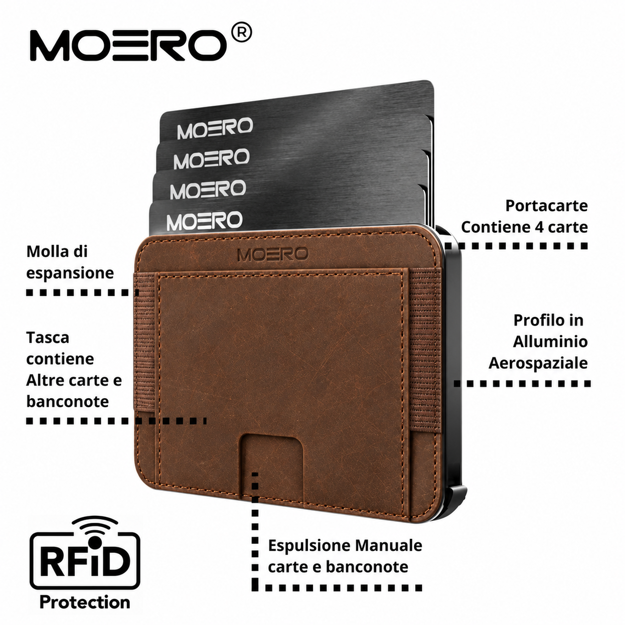 Moero Linea M2 M2 Pro Crazy Horse Cioccolato MagSafe Wallet portafoglio