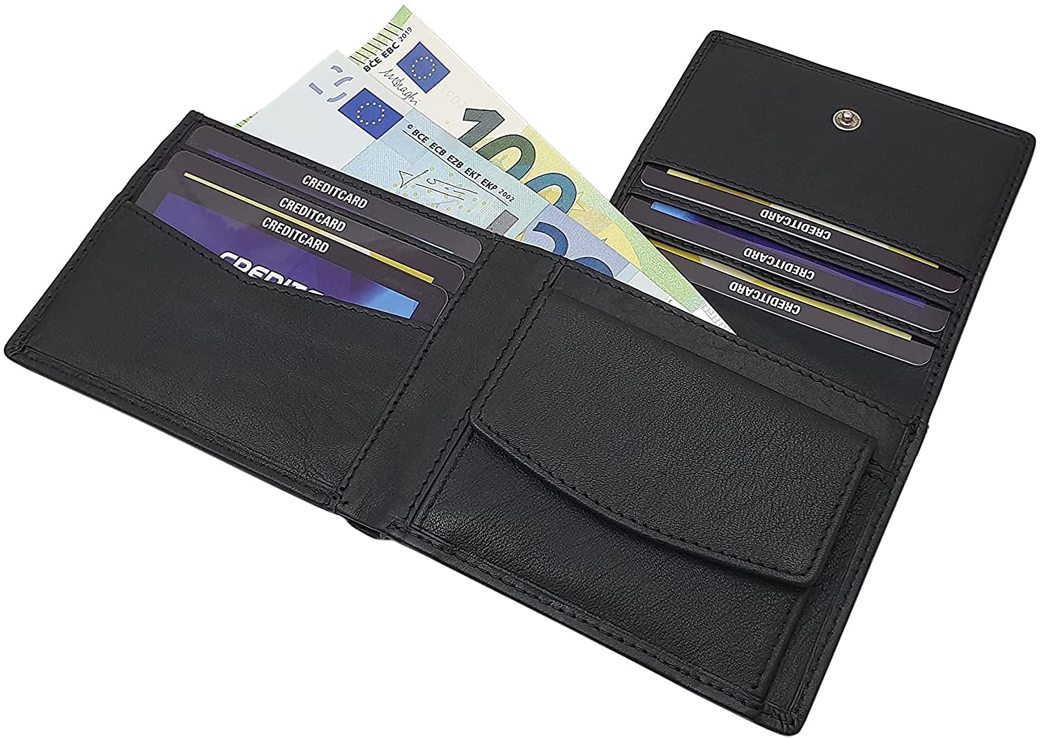 myledershop Herren Geldbörsen portafoglio da uomo nero in pelle di vitello RFID