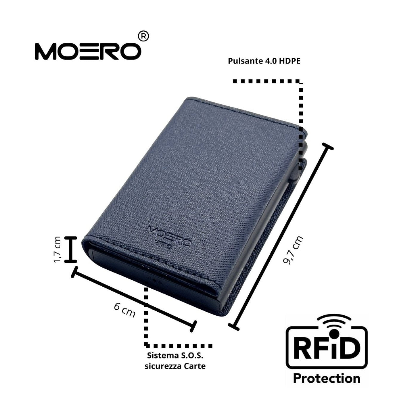 Moero Linea PRO PRO Saffiano portafoglio blu navy 4.0 antigraffio