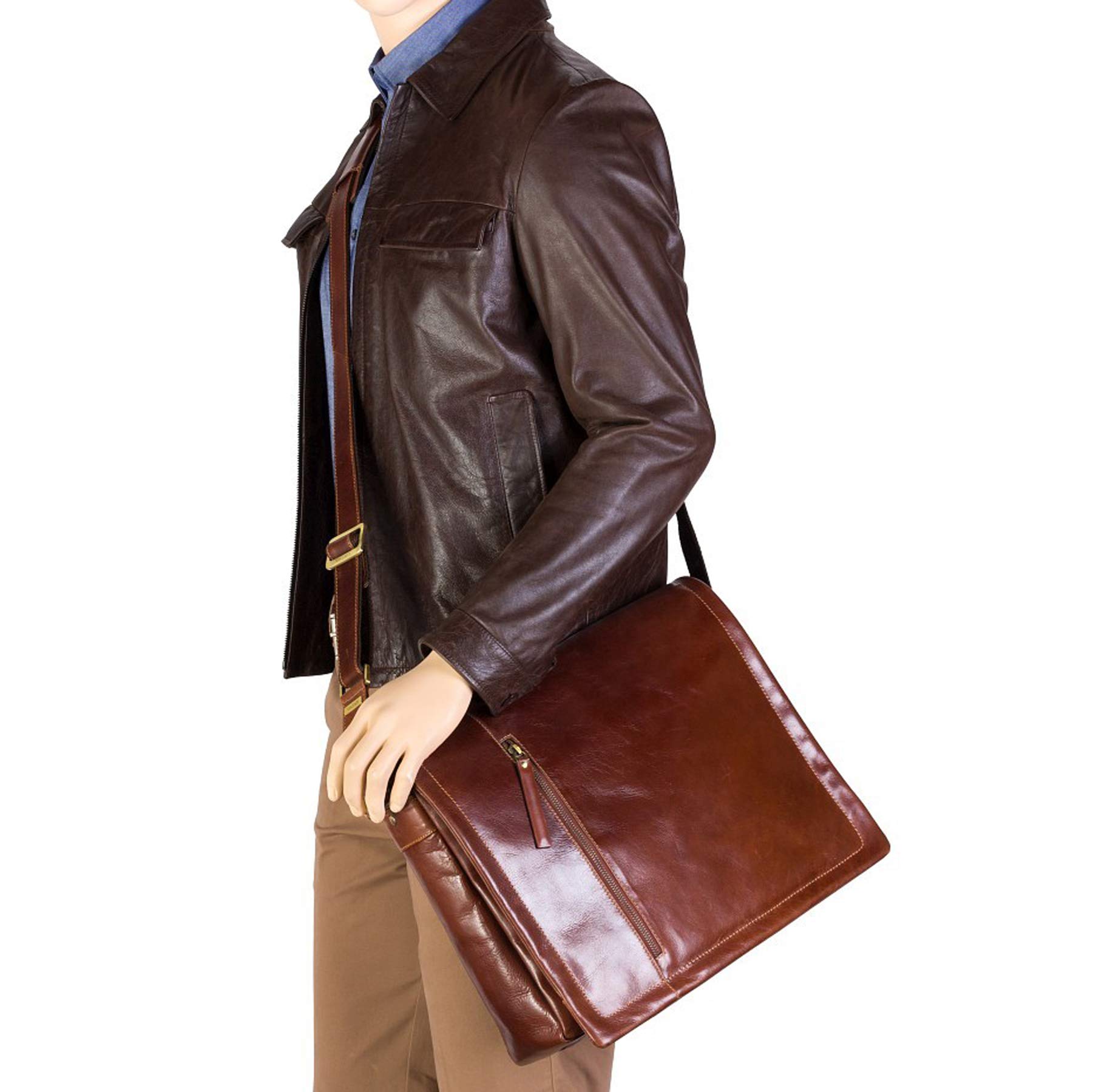 Visconti Hunters Bags VT5 Enzo borsa messenger marrone chiaro