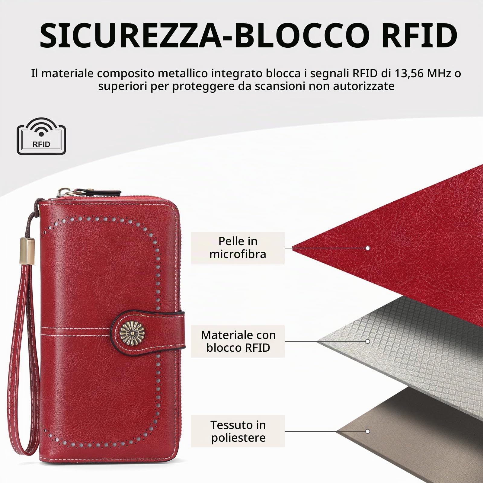 GOIACII WOMEN'S LARGE WALLET portafoglio donna A03-rosso RFID