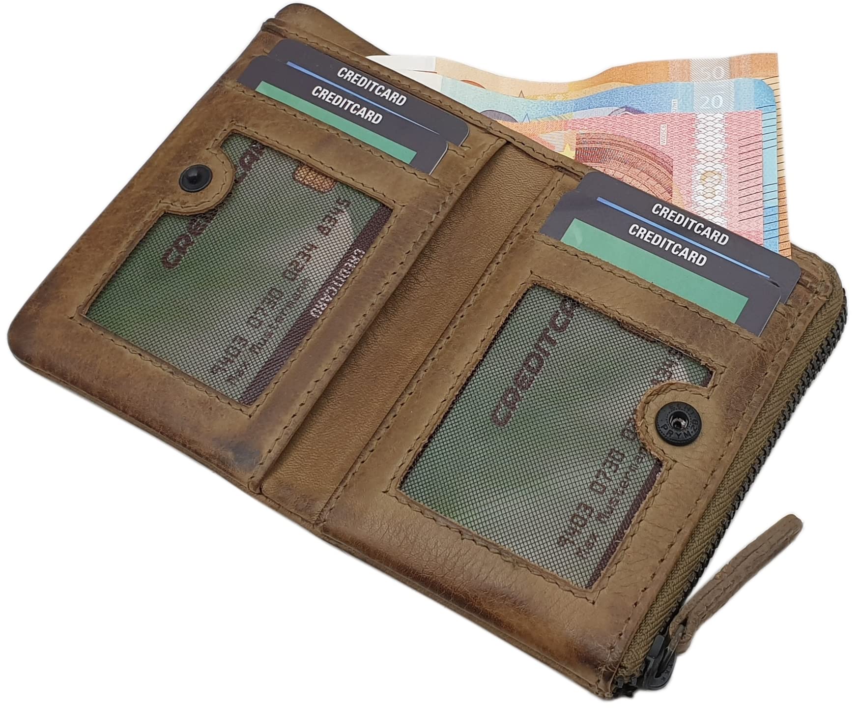 myledershop Herren Geldbörsen portafoglio oliva RFID NFC