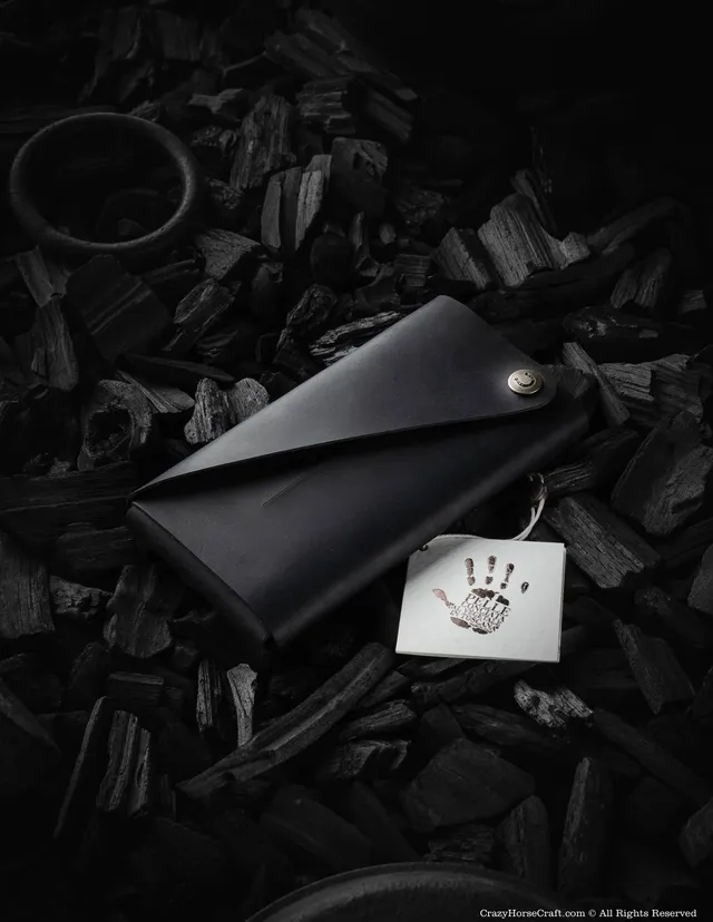 Crazy Horse Craft Minimalist Series portafoglio custodia iPhone Carbon Black in pelle