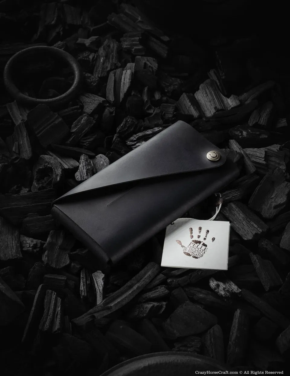 Crazy Horse Craft Minimalist Series portafoglio custodia iPhone Carbon Black in pelle