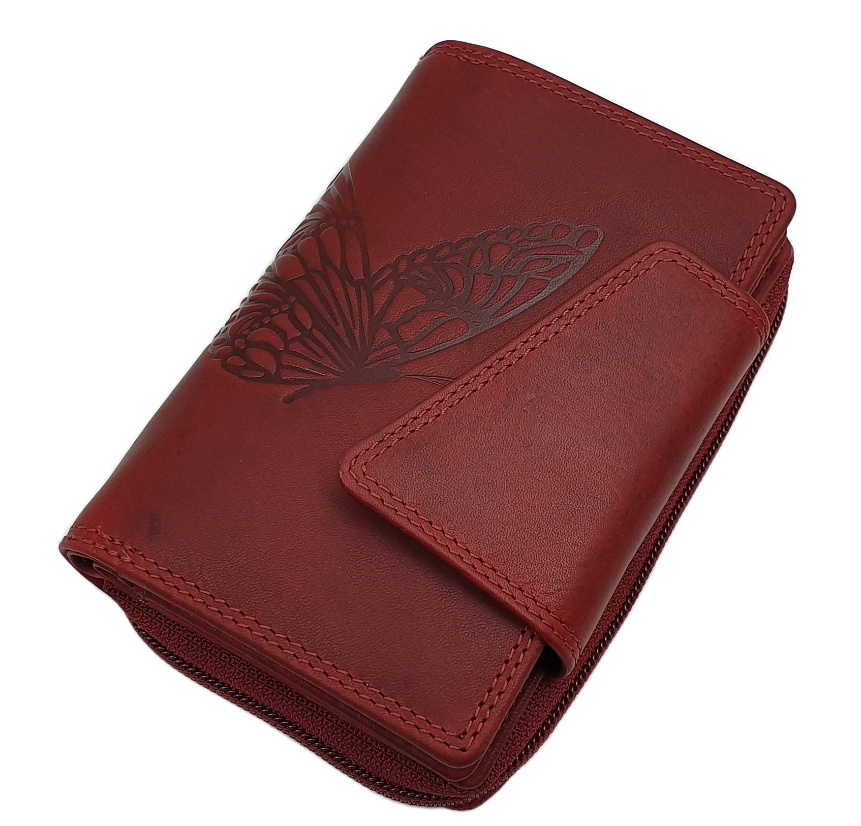 myledershop Damen Geldbörsen portafoglio donna pelle bovina cognac RFID NFC