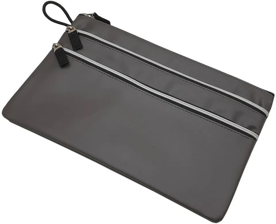 myledershop Banktaschen portafoglio grande grigio a 3 scomparti