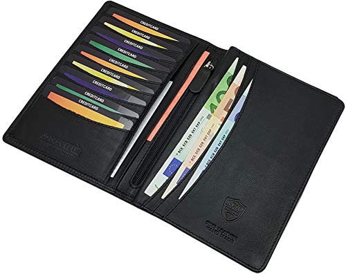 myledershop Herren Geldbörsen portafoglio grande nero vacchetta nappa