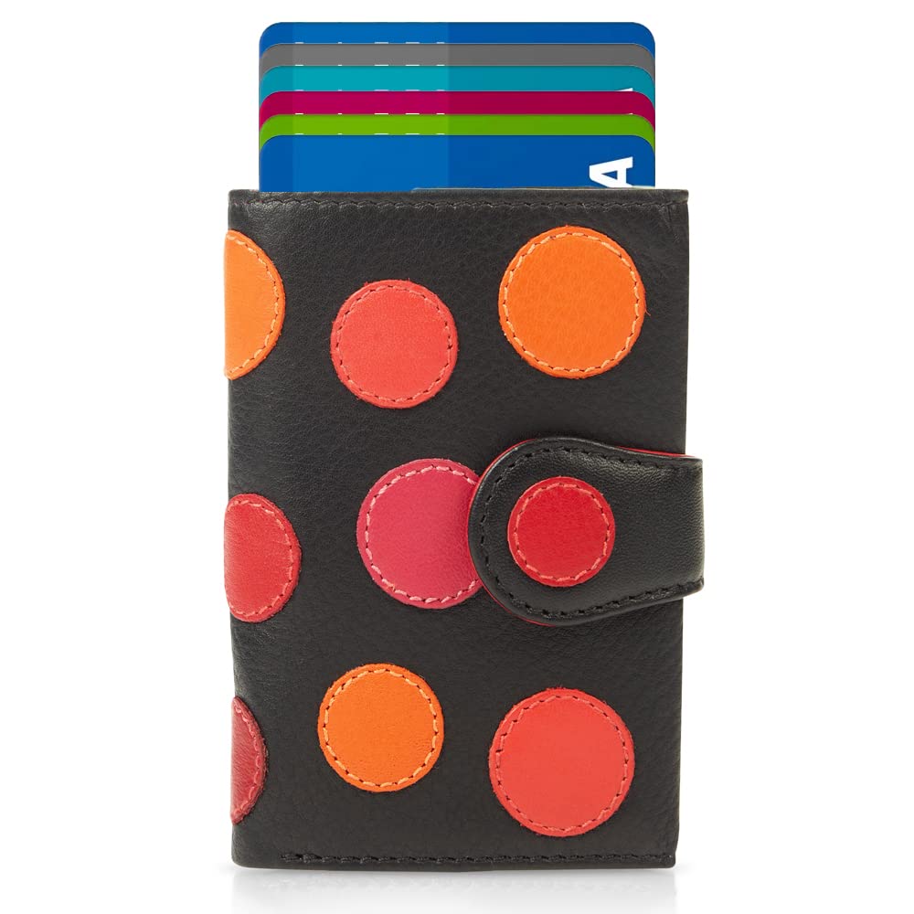 Visconti Polka portafoglio slim Nero/Bacca con protezione RFID