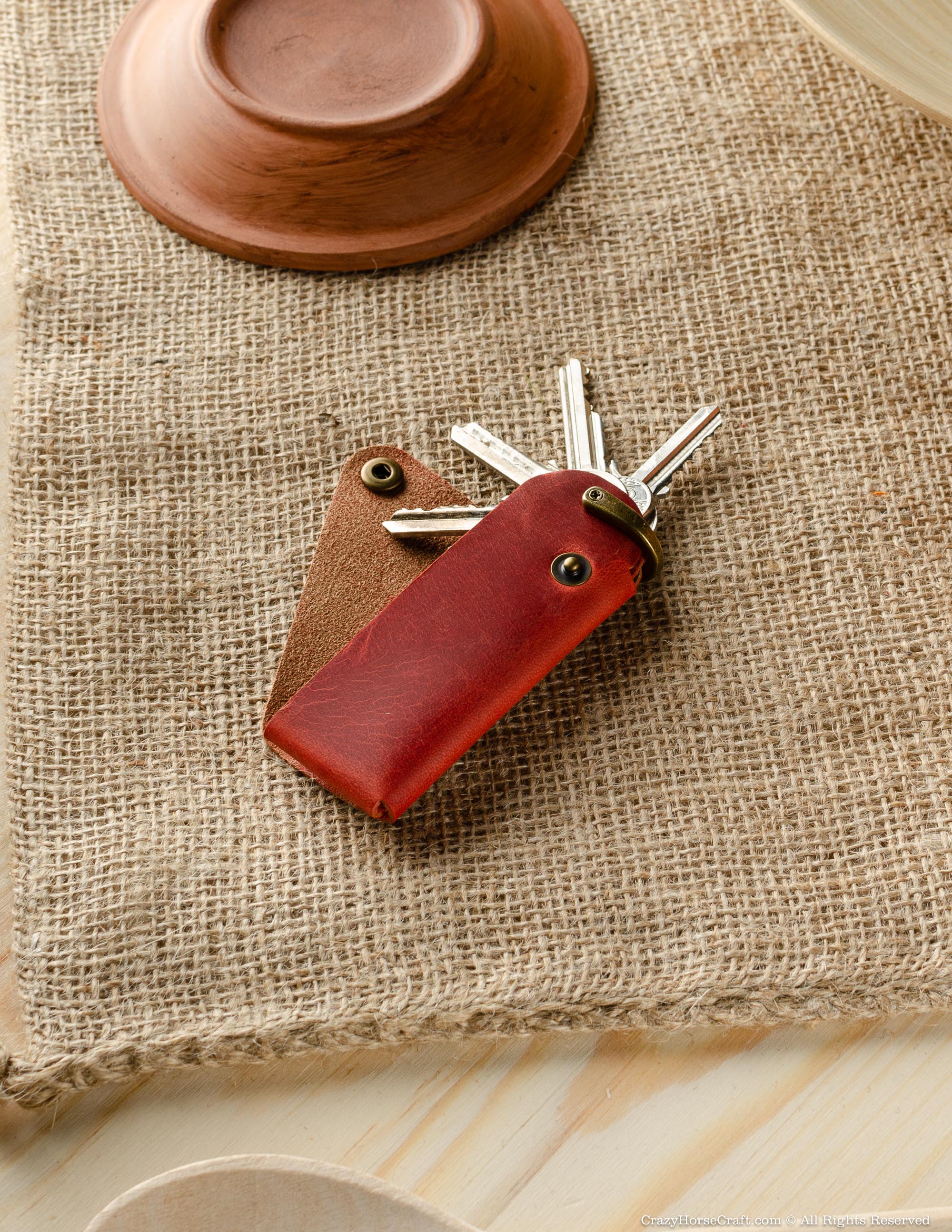 Crazy Horse Craft Minimalist Series portachiavi pelle Fragola Red