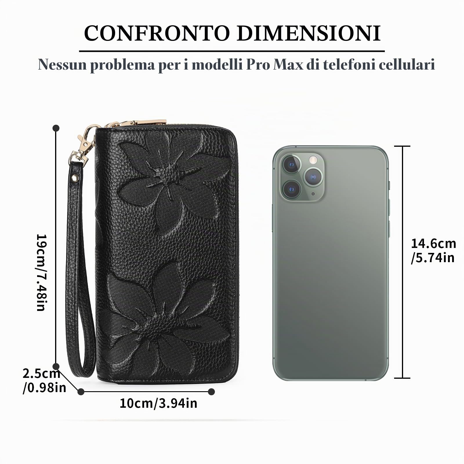 GOIACII WOMEN'S LARGE WALLET portafoglio donna grande C01-nero RFID doppia cerniera