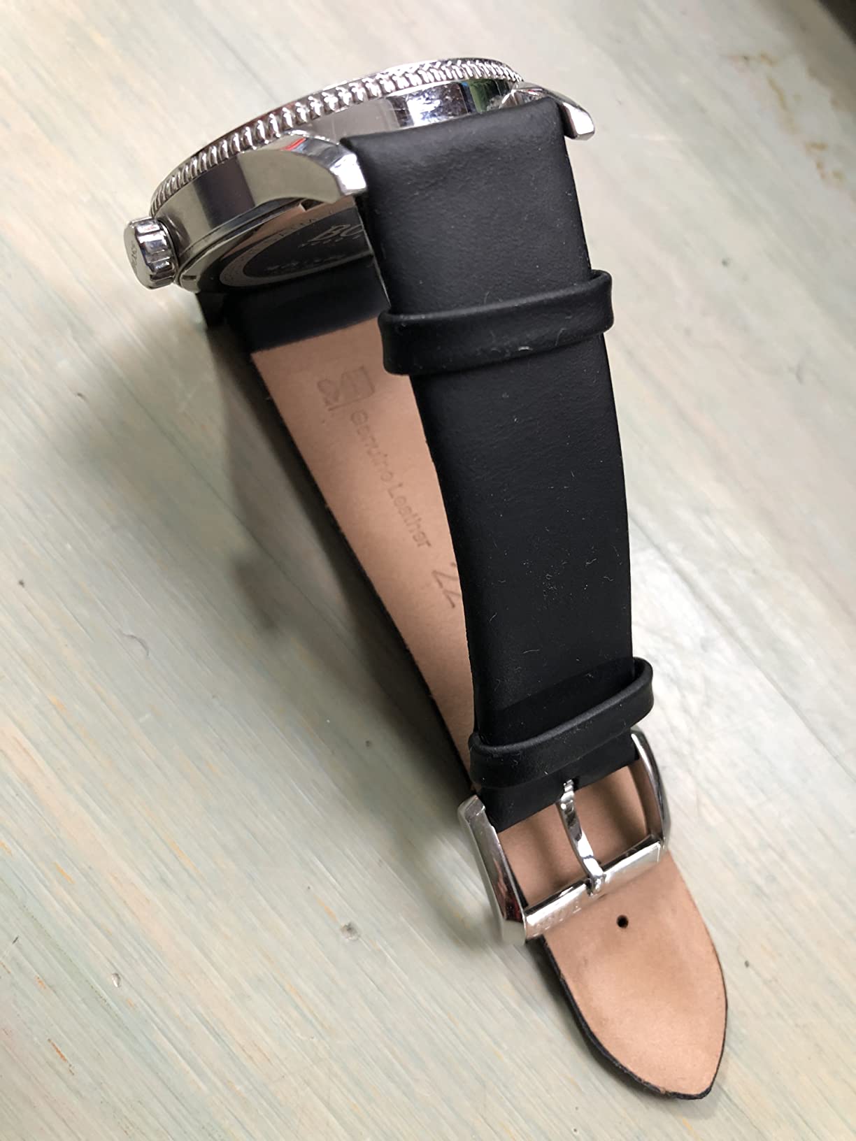 myledershop Uhrenarmbänder cinturino orologio 22 mm pelle vitello nero