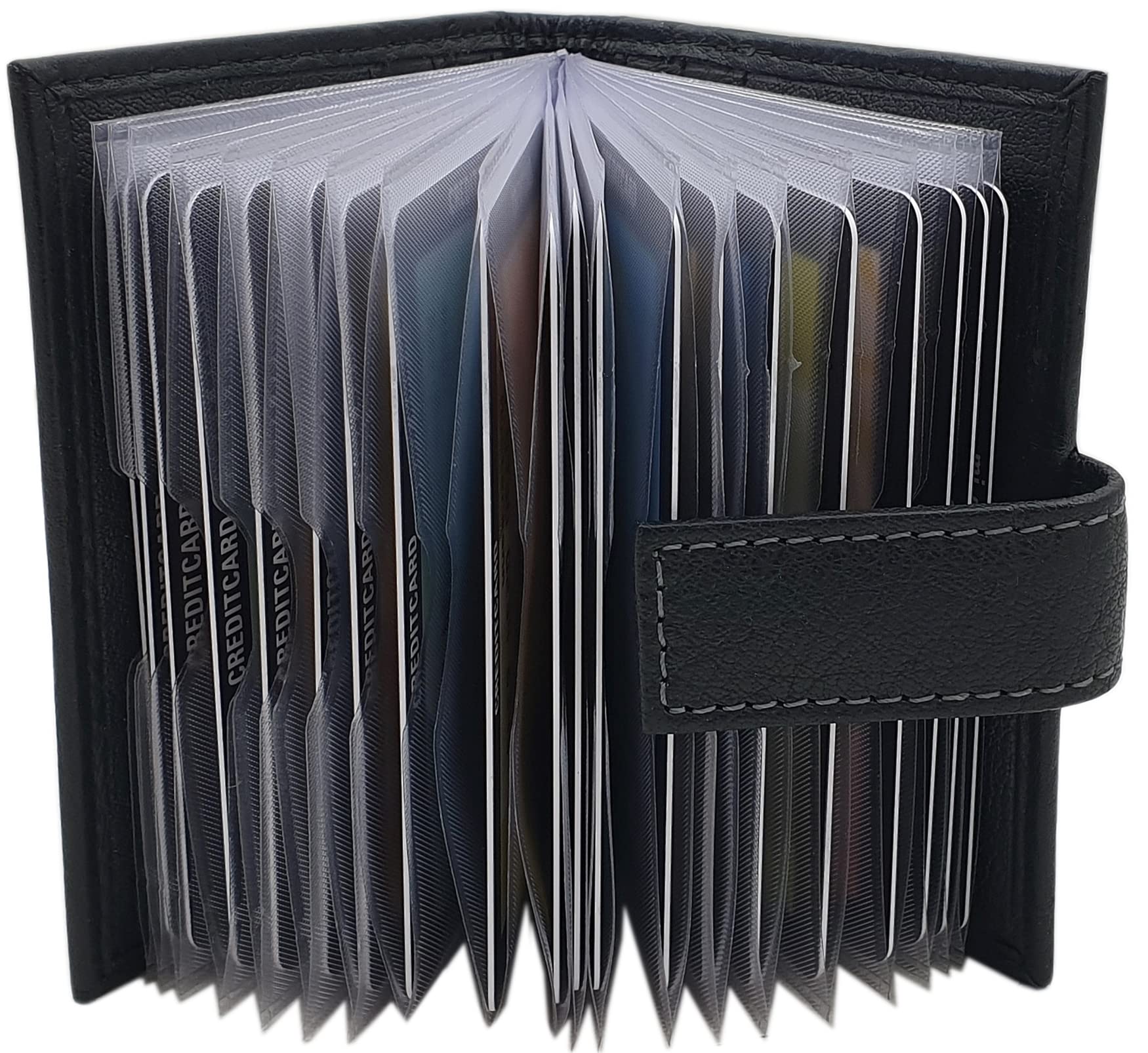 myledershop Kredit- und Visitenkartenetuis porta carte rosso 24 scomparti RFID