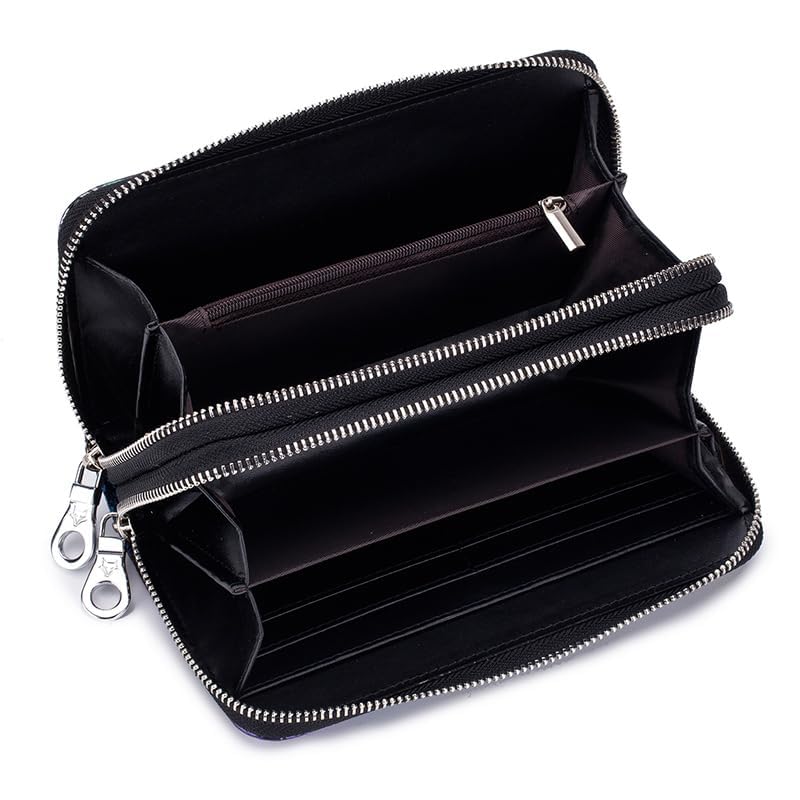 GOIACII WOMEN'S LARGE WALLET portafoglio donna doppia zip RFID
